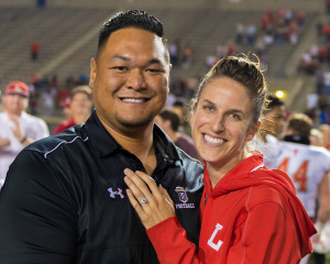 Chaz Kekipi, athletic trainer at Servite High School, and Karen Zieger athletic trainer for Orange Lutheran High School